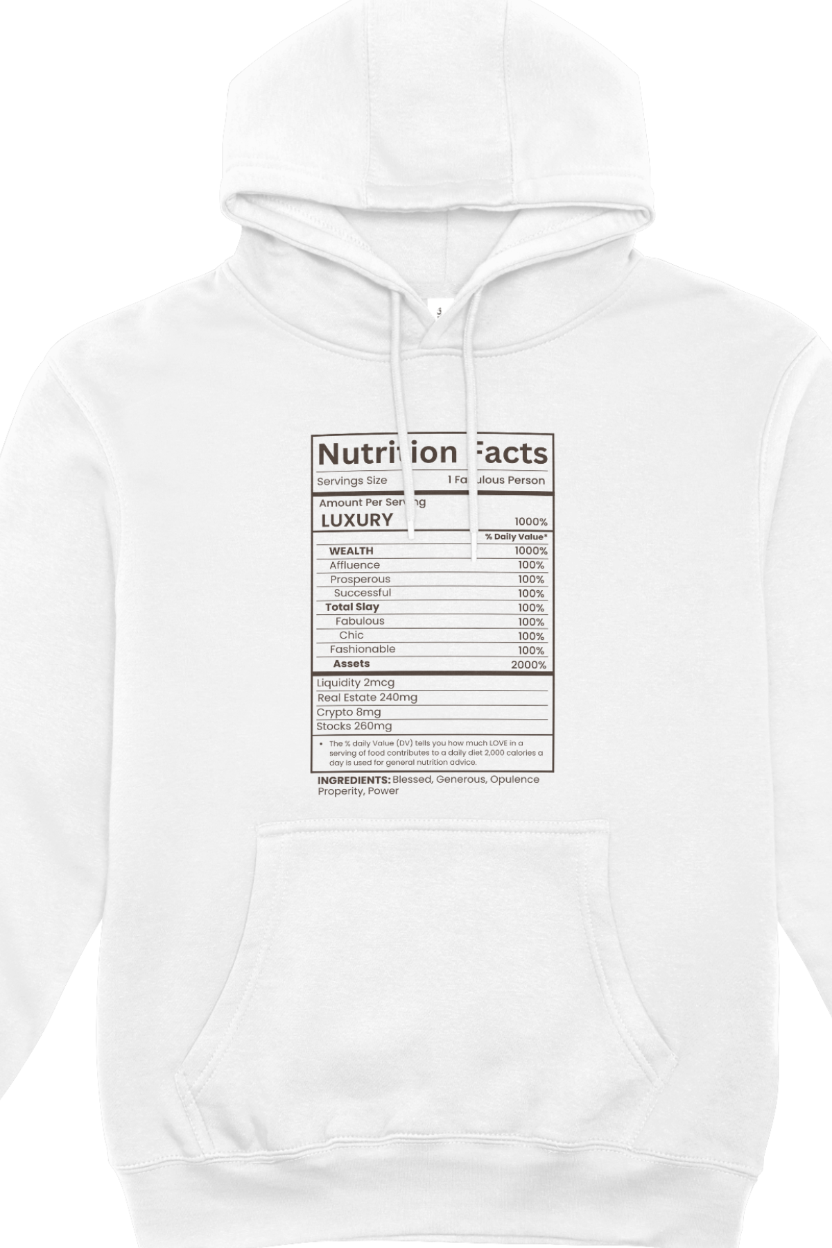 Luxury Nutrition Facts PNG